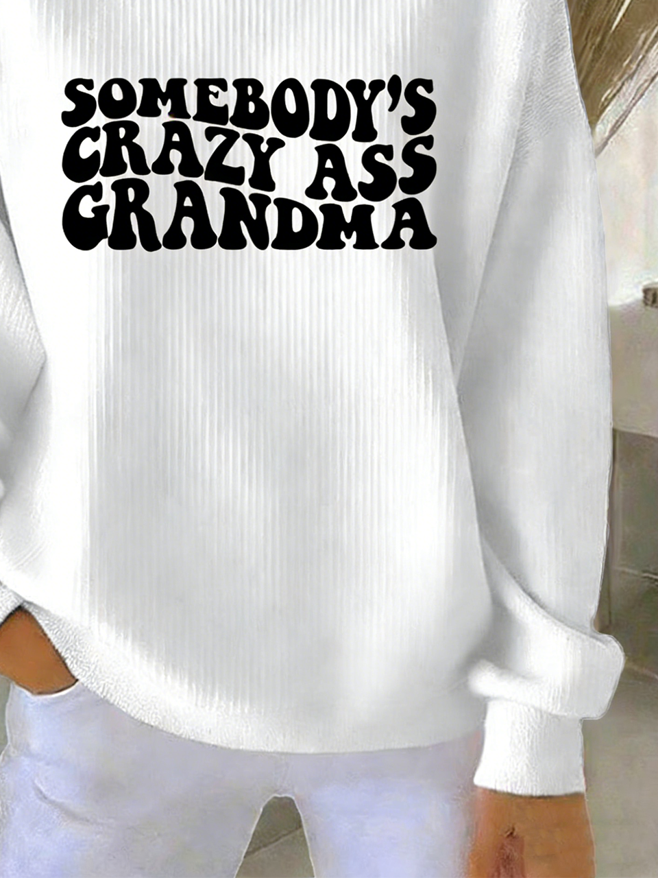Loose Casual Crew Neck Letter Pattern Sweatshirt