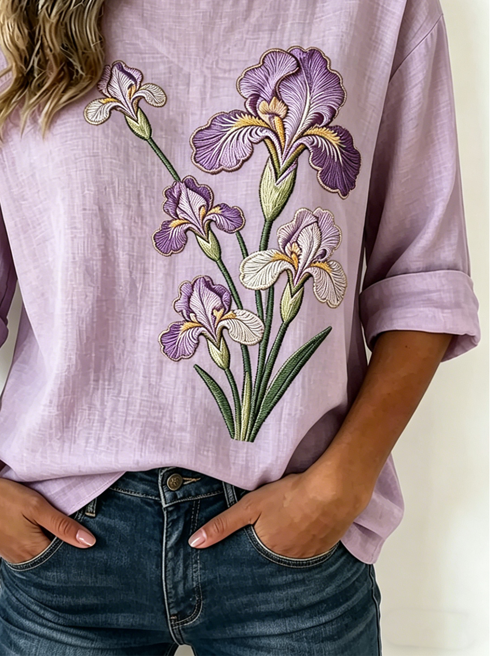 Vintage Crew Neck Loose Cotton And Linen Shirt