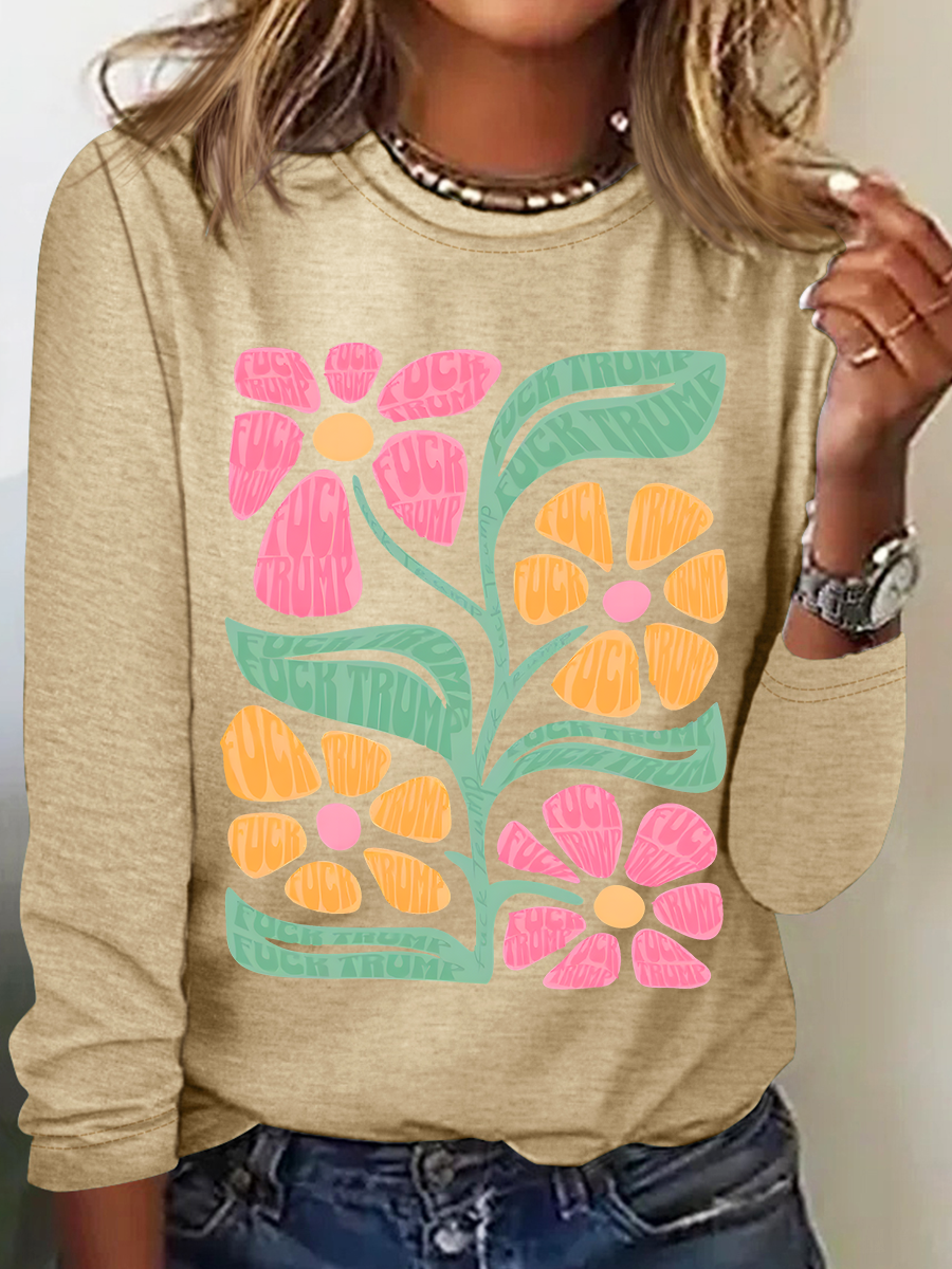 Women’s Graphic T-Shirt Retro Flower Print Casual blouse