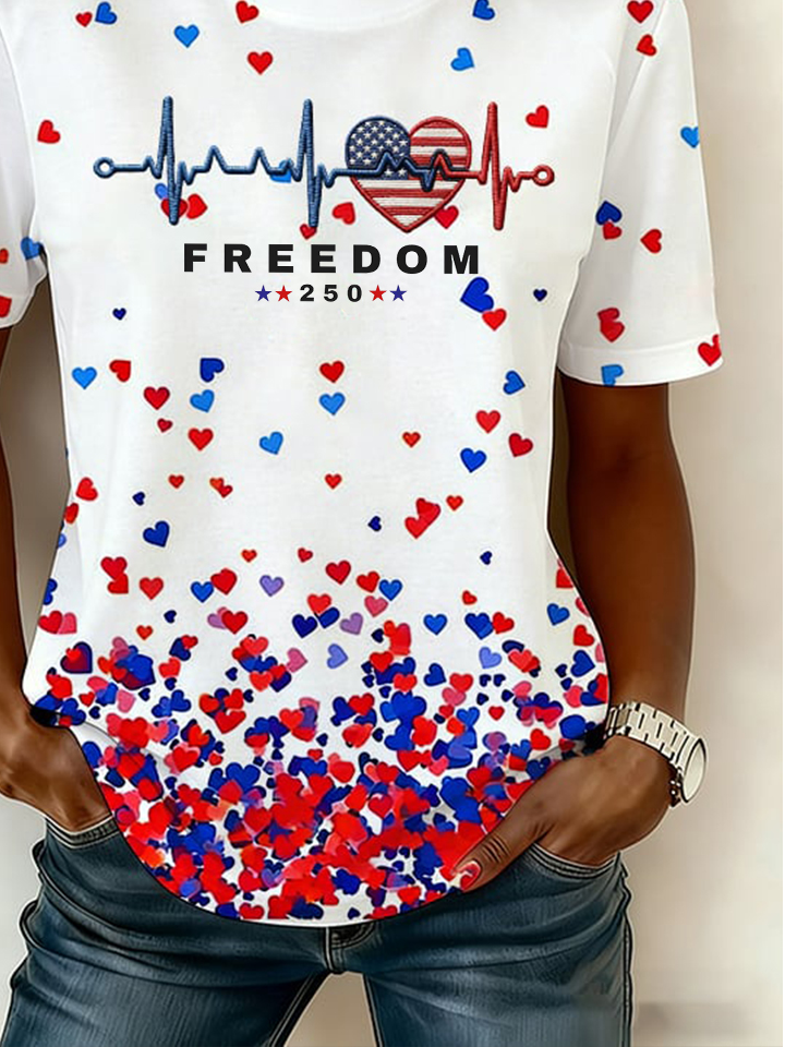Regular Fit Casual Crew Neck Text Letters T-Shirt