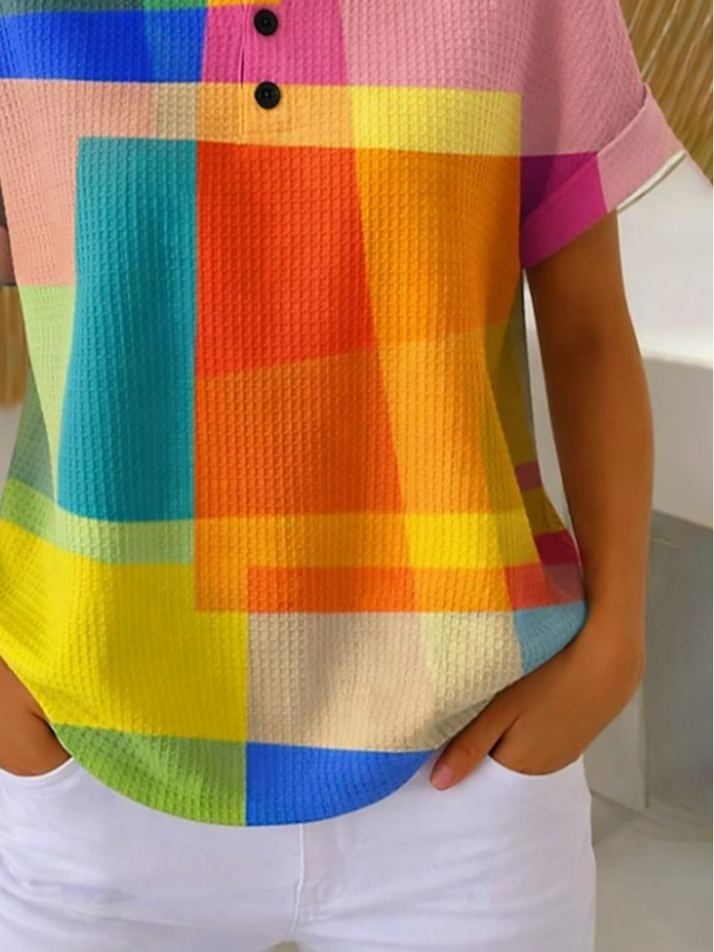 Women's Short Sleeve T-shirt Summer As Picture Abstract Printing Crew Neck Daily Going Out Vintage Top