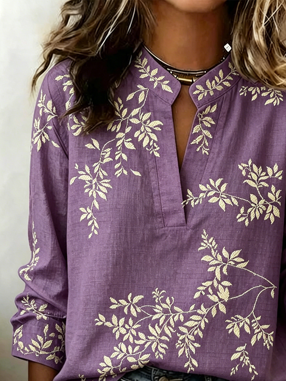Loose Cotton-Blend Casual Blouse