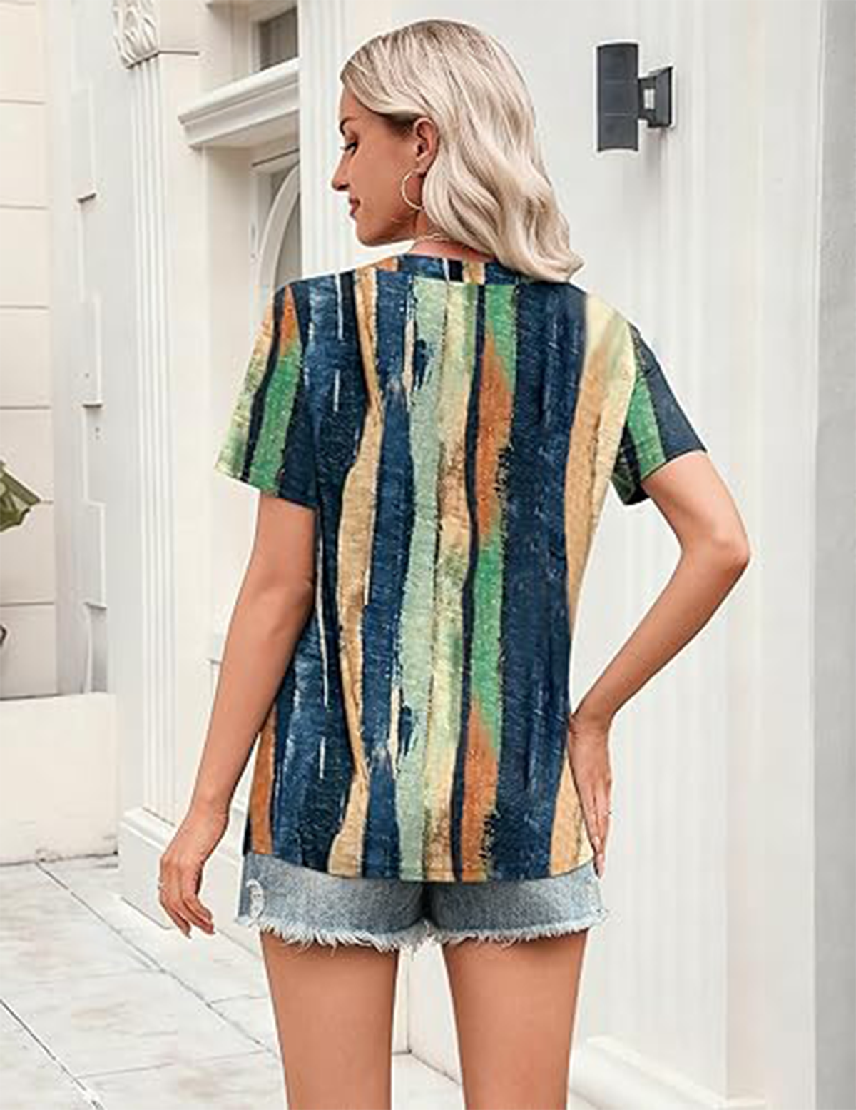 Cotton Elegant Loose Striped T-Shirt