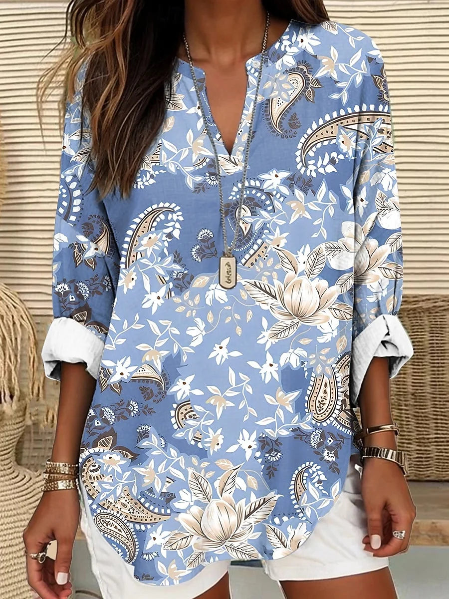 Paisley Others Cotton-Blend Elegant Shirt