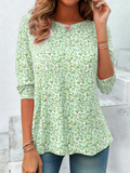 Cotton Casual Crew Neck Ditsy Floral T-Shirt