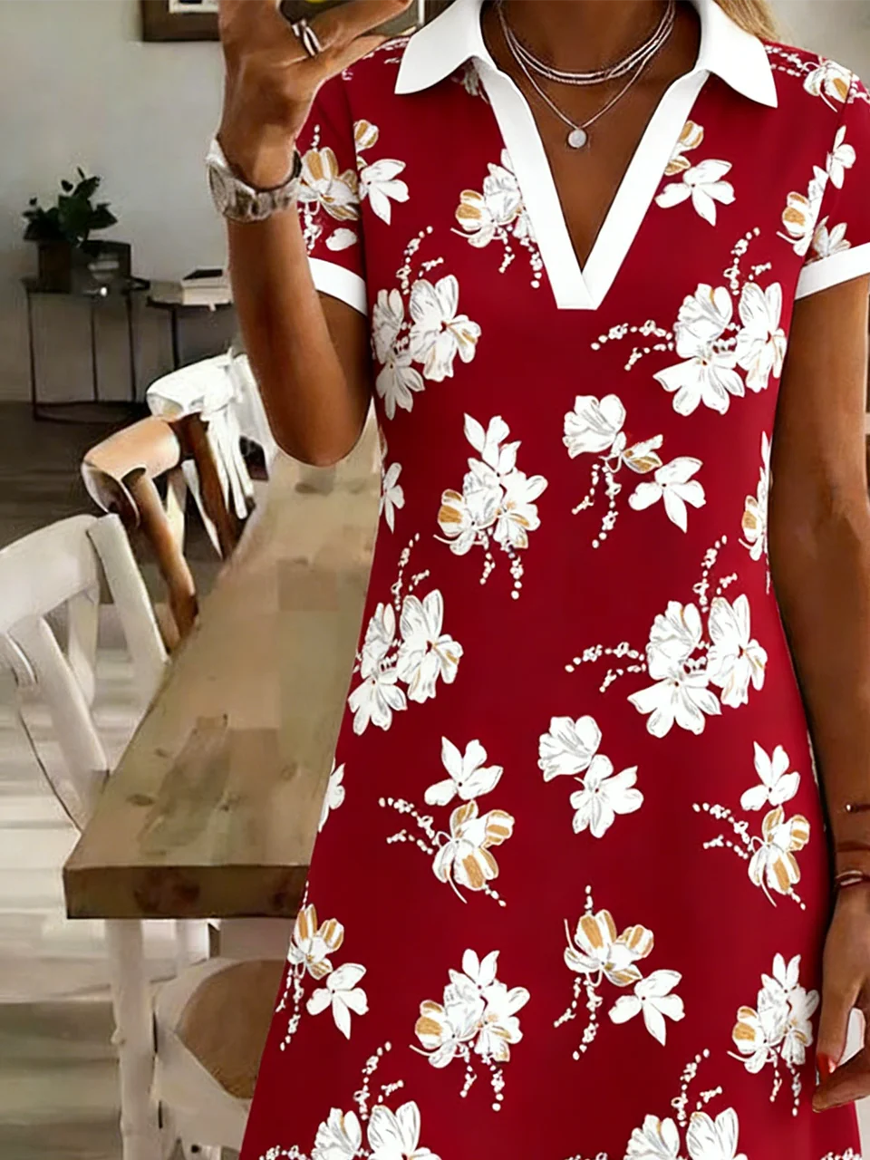 Loose Shawl Collar Casual Shirt Dress With No