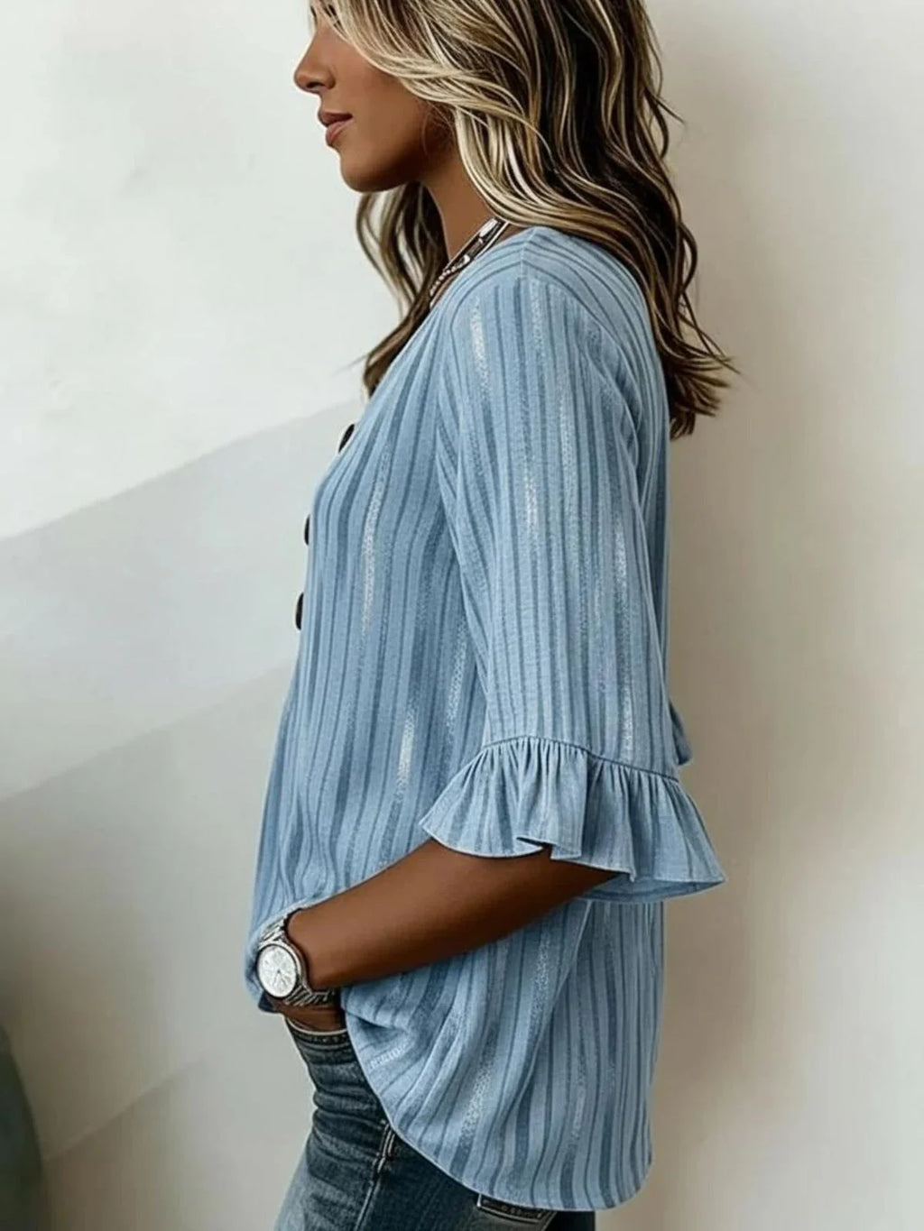 Geometric Vintage V Neck Blouse