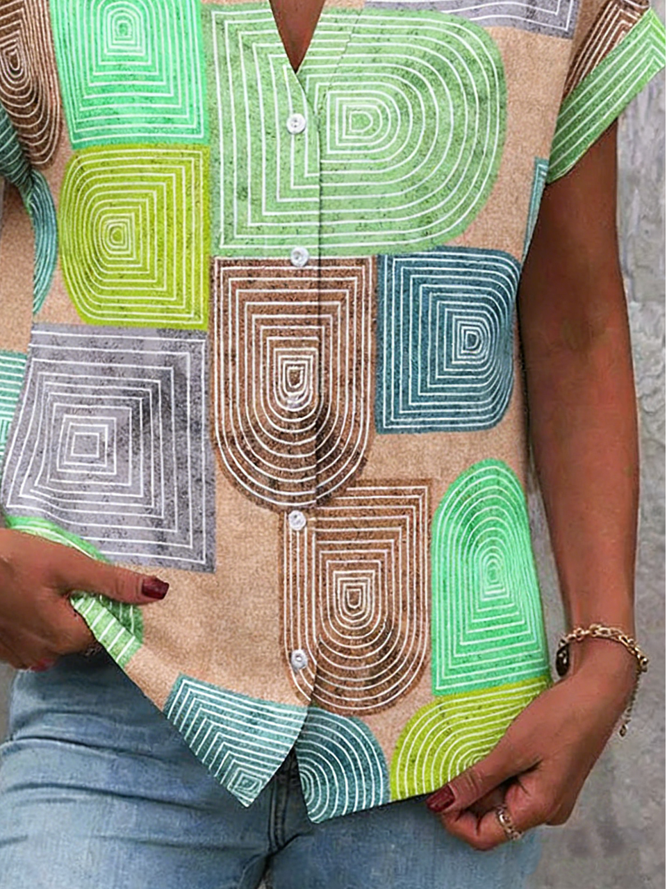 Geometric Others Loose Elegant Shirt