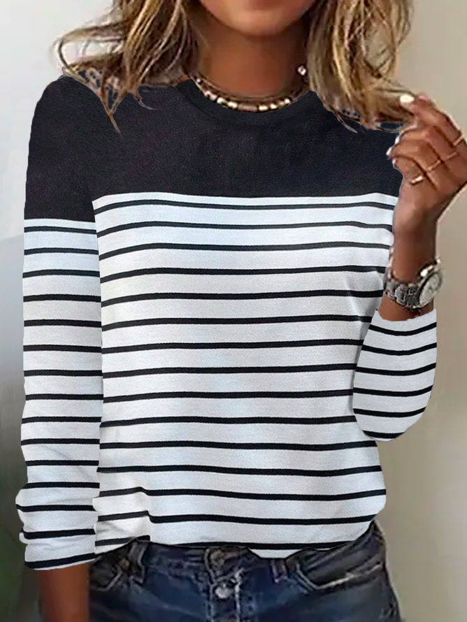 Casual Long Sleeve Round Neck T-Shirt