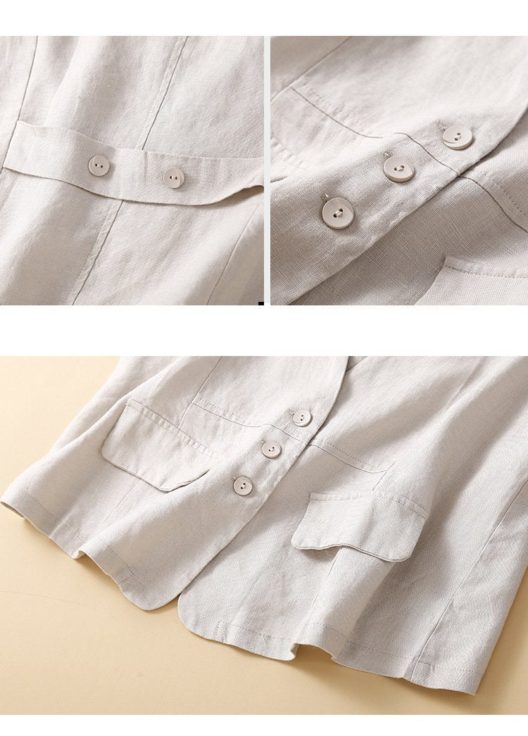 Cotton And Linen Others Loose Elegant Vest