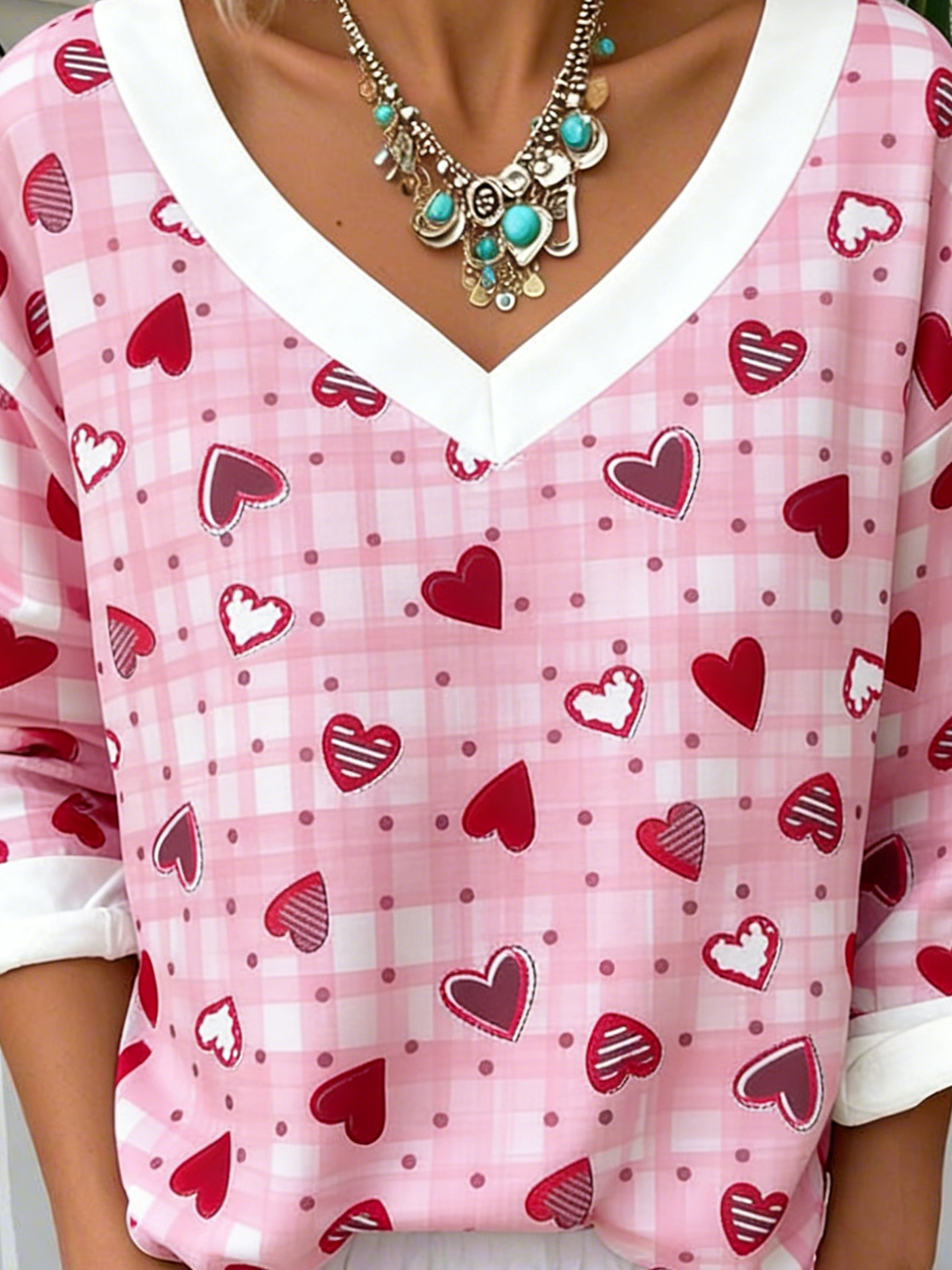Casual V Neck Cotton-Blend T-Shirt