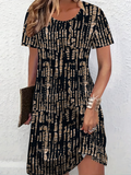 Women's Short Sleeve Summer Black Abstract Printing Crew Neck Daily Going Out Casual Midi A-Line Dress