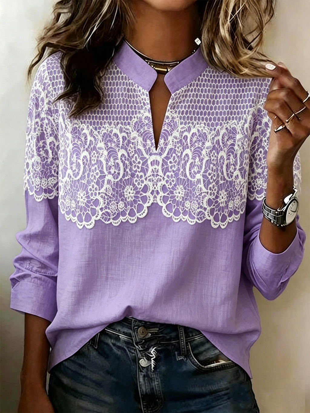 Floral Vintage Cotton-Blend Loose Blouse