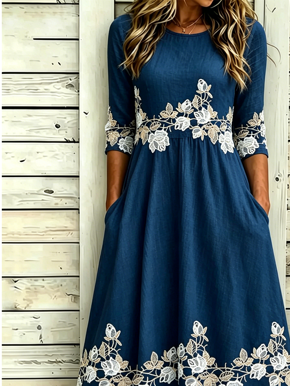 Vintage Others Floral Loose Dress With No