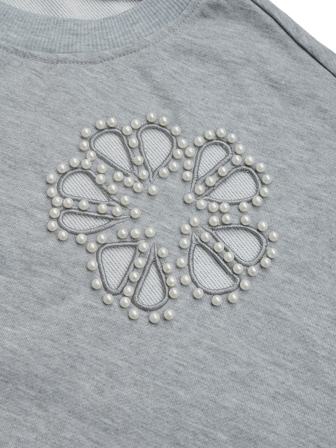 Crew Neck Cotton-Blend Casual Sweatshirt