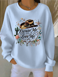 Cotton-Blend Letter Pattern Simple Sweatshirt
