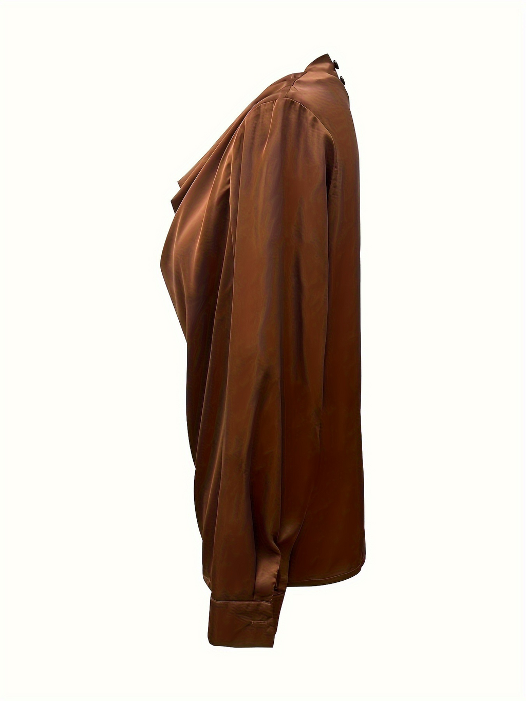 Women's Elegant Satin Long Sleeve Cowl Neck Shirt