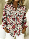 Paisley Loose Shawl Collar Casual Shirt