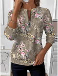 Crew Neck Loose Casual Floral Sweatshirt