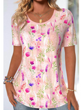 Casual Floral Crew Neck Loose T-Shirt