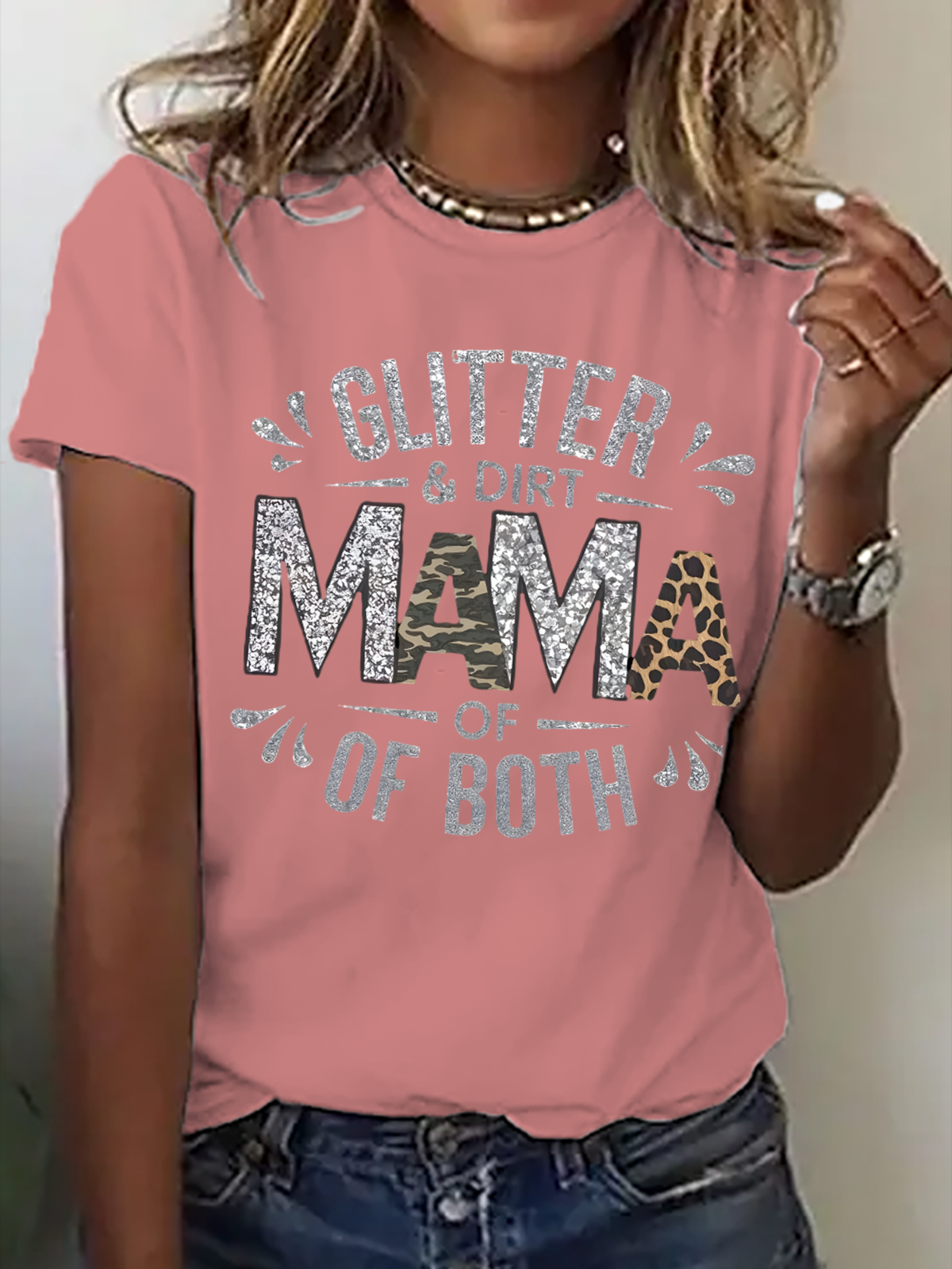 Regular Fit Casual Crew Neck Text Letters T-Shirt