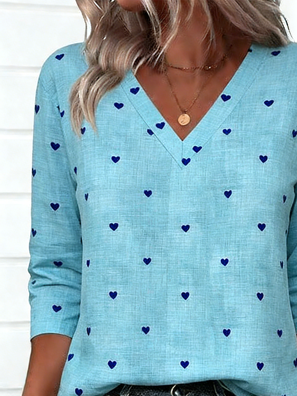 Casual Loose V Neck Cotton-Blend T-Shirt
