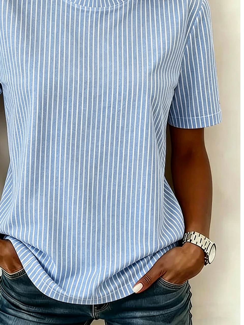Casual Crew Neck Cotton T-Shirt