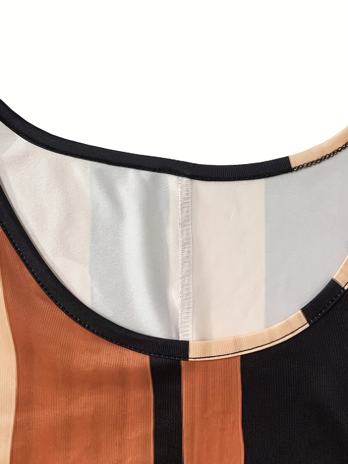 Geometric Casual Loose Crew Neck Dress With No