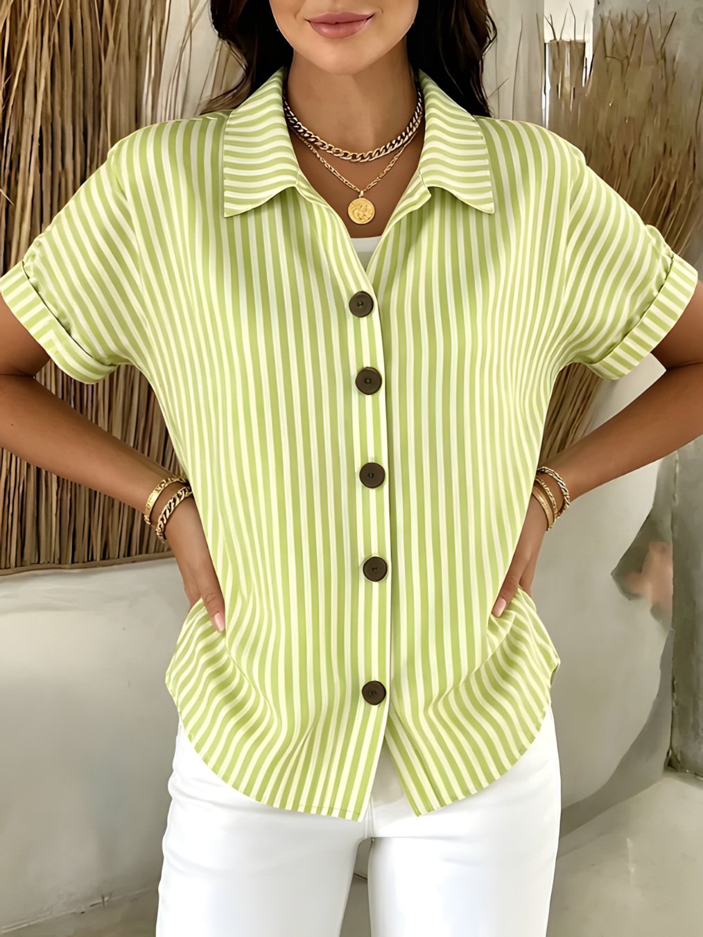 Vintage Loose Shawl Collar Shirt