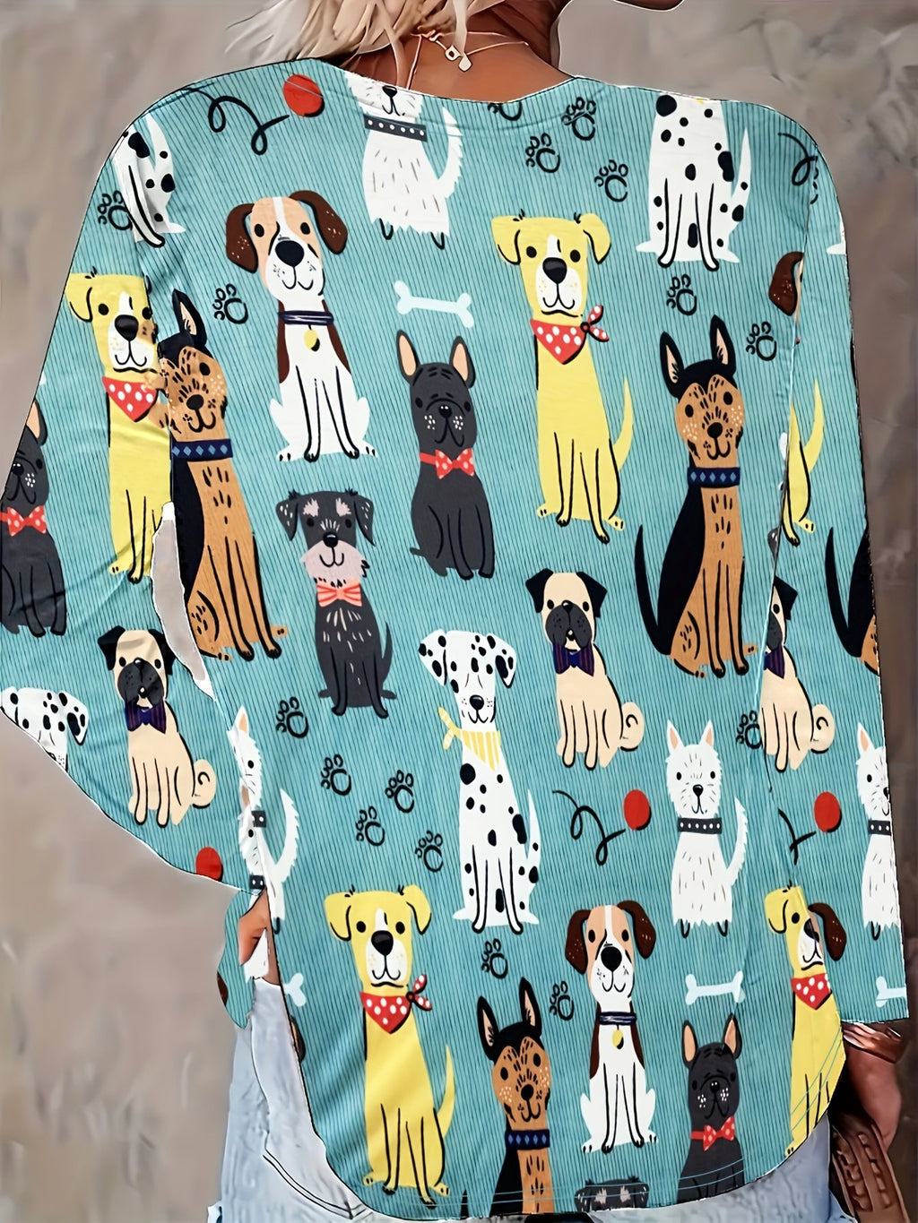 Regular Women's Animal Print Loose Long Sleeve T-Shirt