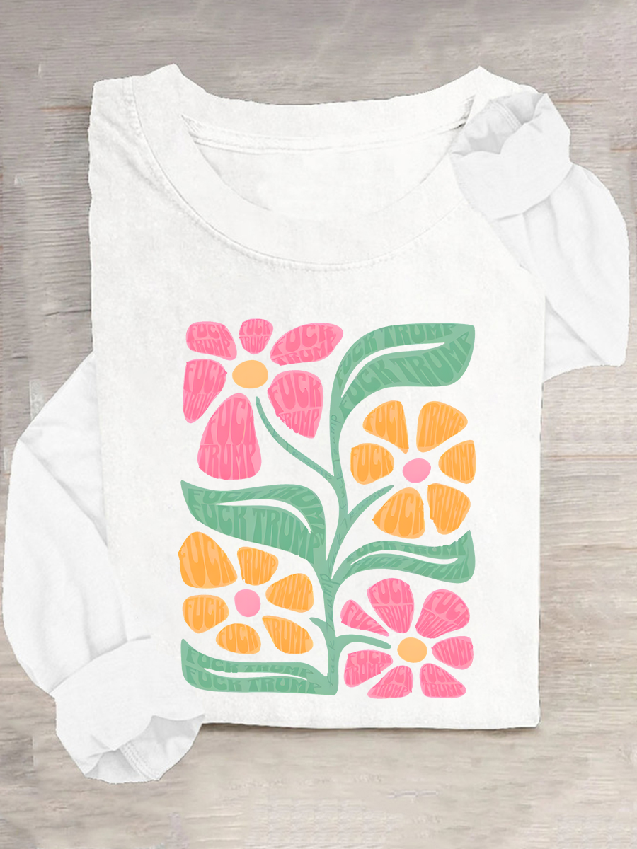 Women’s Graphic T-Shirt Retro Flower Print Casual blouse