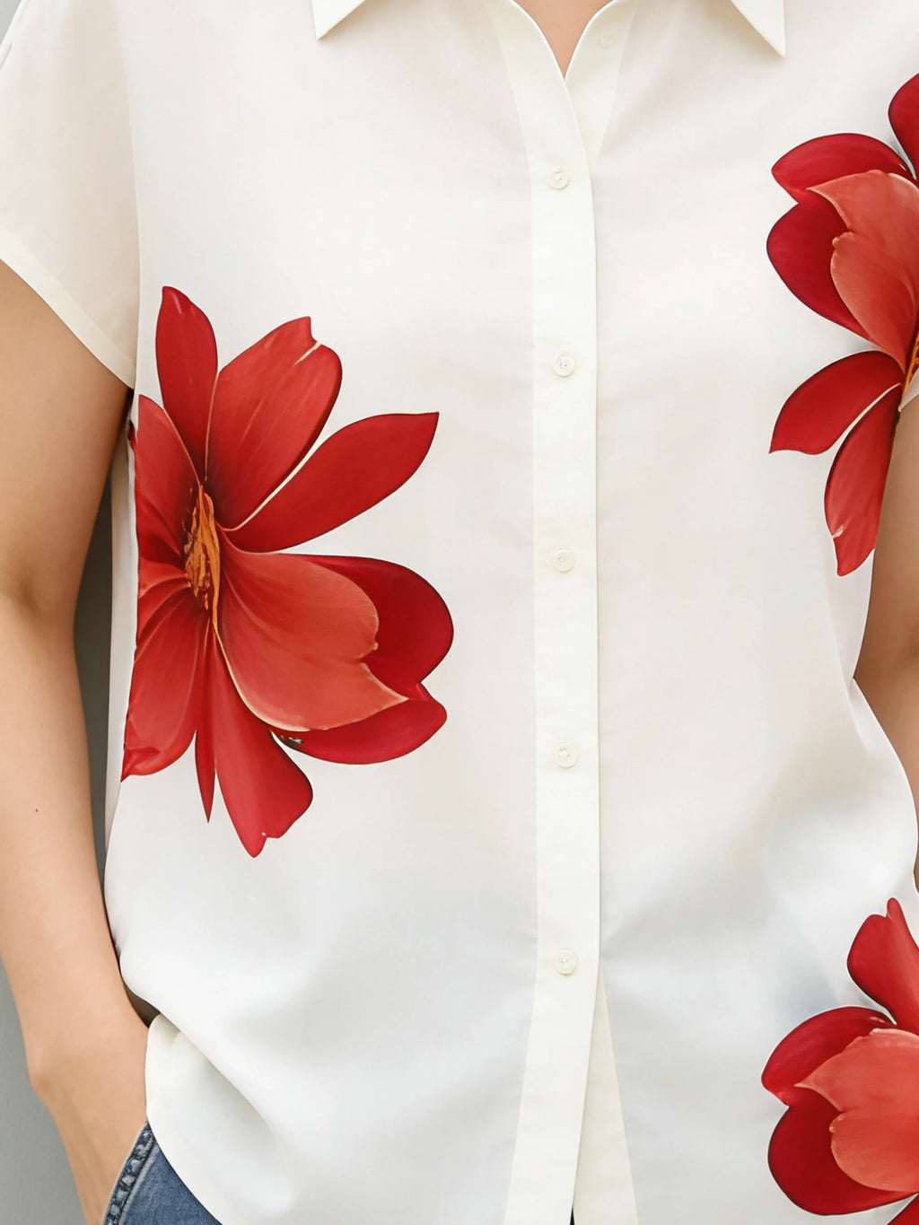 Elegant 3D Printing Floral Shawl Collar Going Out Casual Shirt