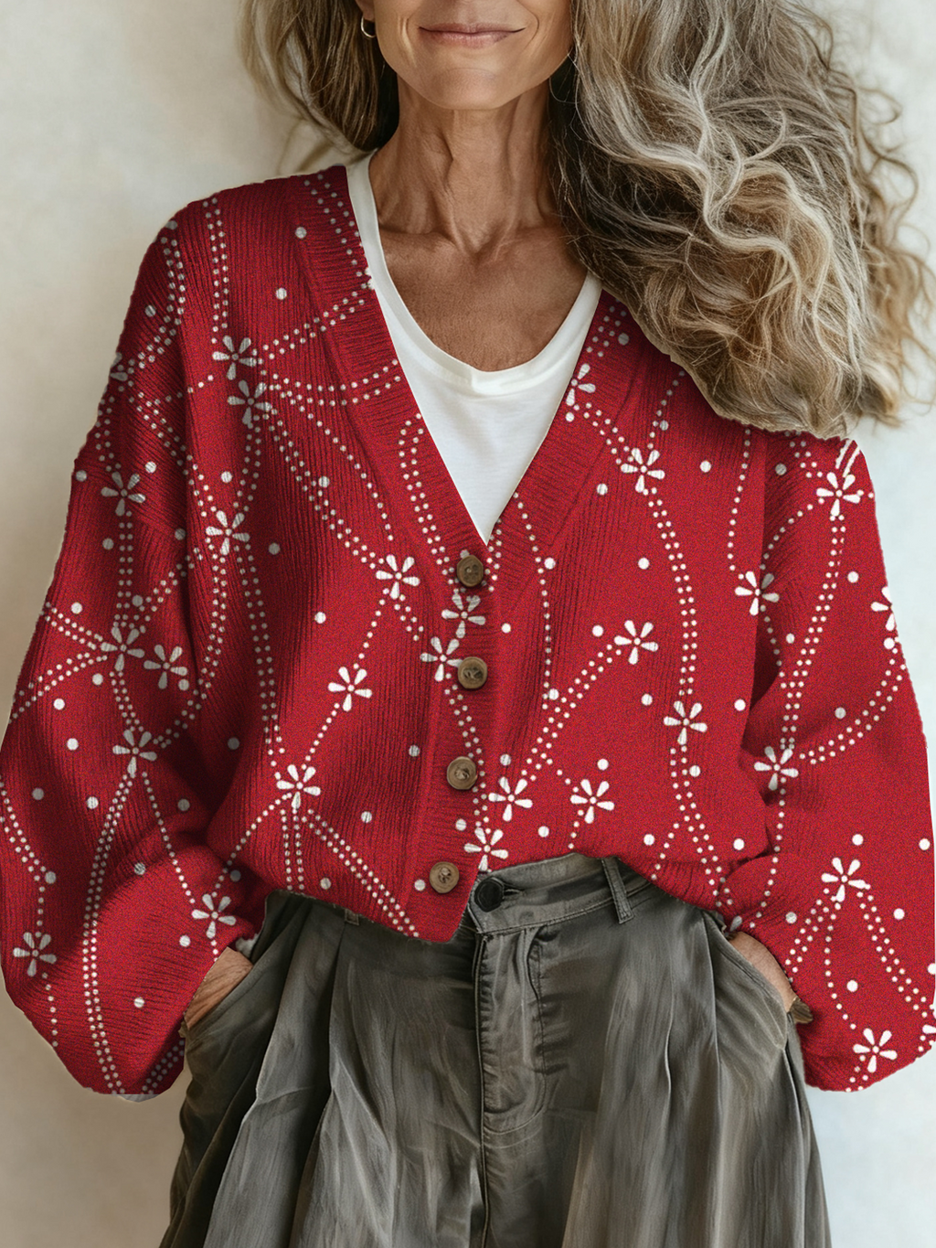 Loose V Neck Casual Cardigan