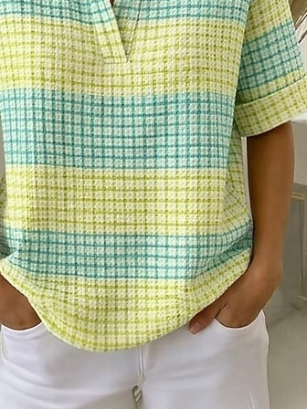 Geometric Polo Collar Vintage T-Shirt