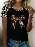 Regular Fit Crew Neck Casual Leopard T-Shirt