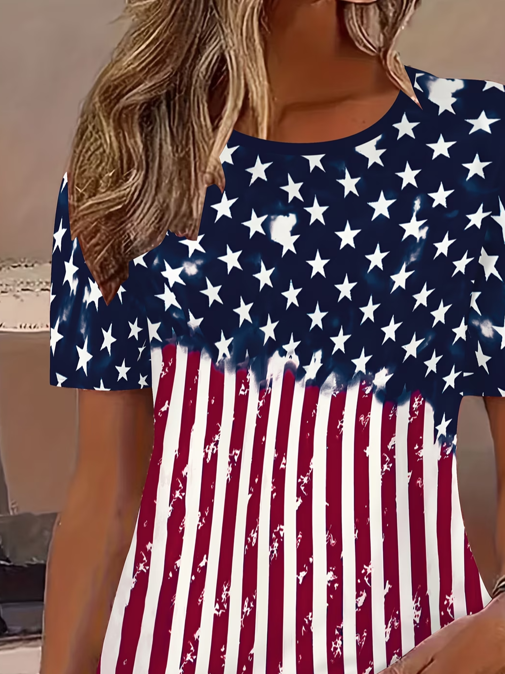 Women's Short Sleeve T-shirt Summer As Picture America Flag Printing Jersey Crew Neck Daily Going Out Casual Top