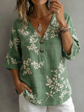 Botanical Pattern Others Elegant Loose Shirt