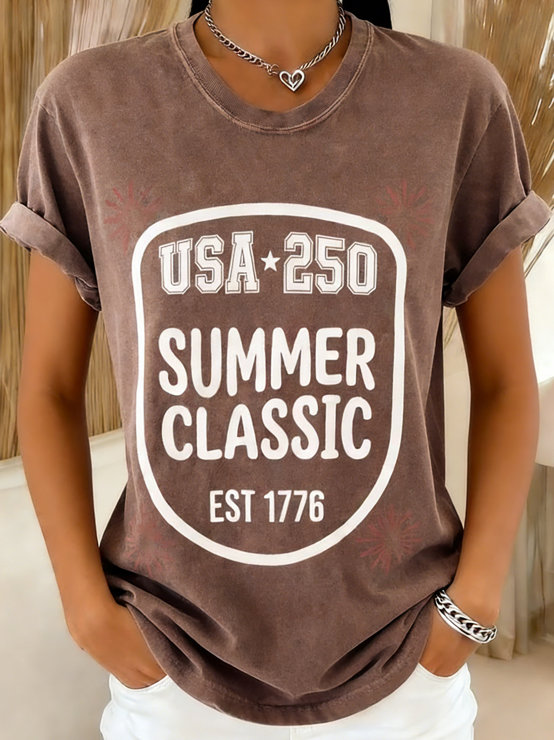 250th anniversary Casual Crew Neck Regular Fit Independence Day T-Shirt