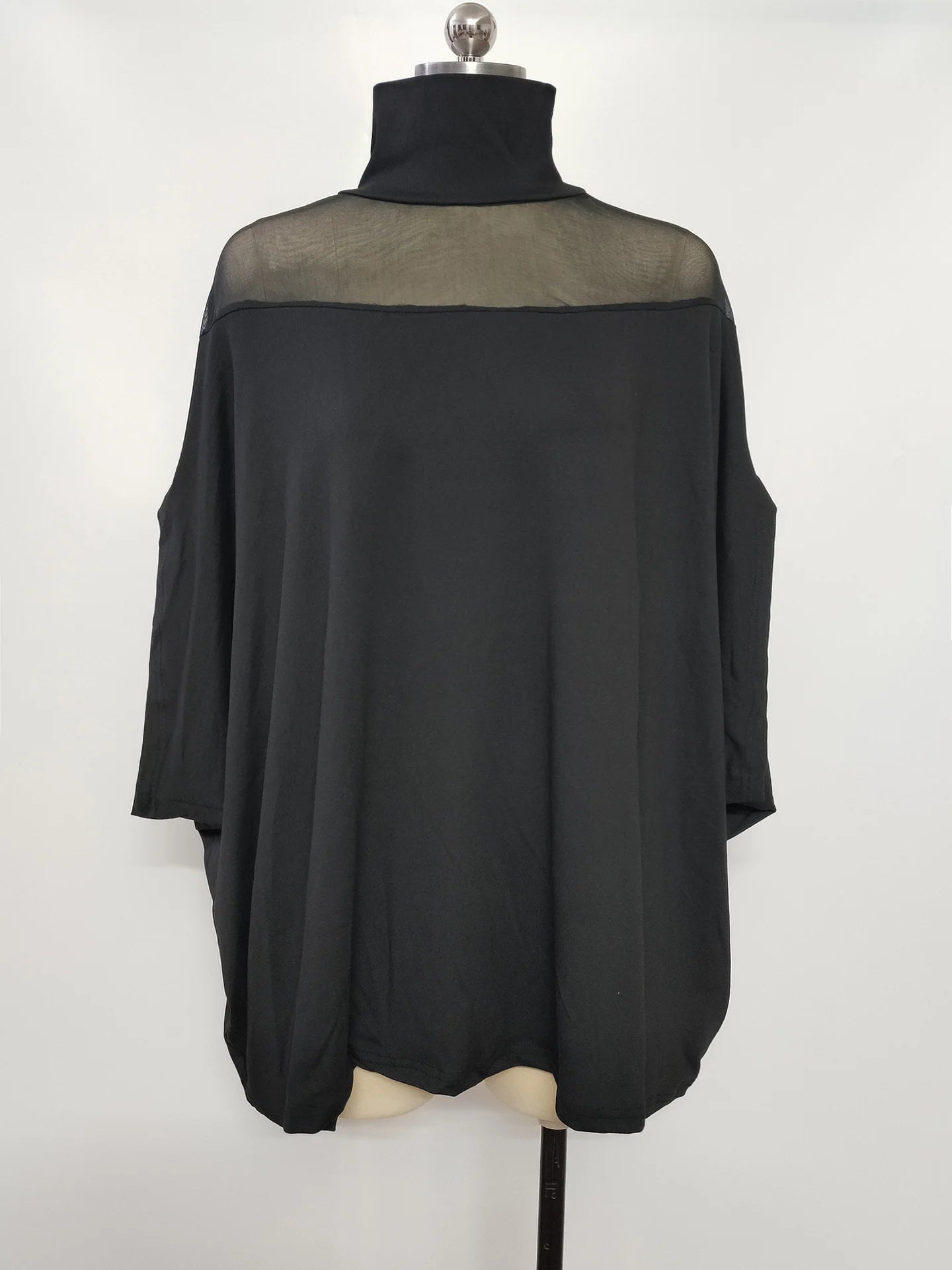 Women's Half Sleeve T-shirt Summer Black Plain Split Joint Mock Neck Dolman Sleeve Daily Going Out Casual Top