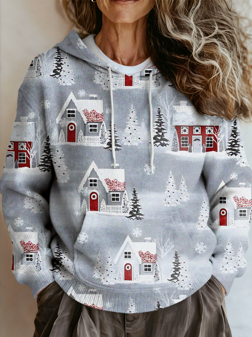 Ethnic Hoodie Loose Multicolor Block Sweater