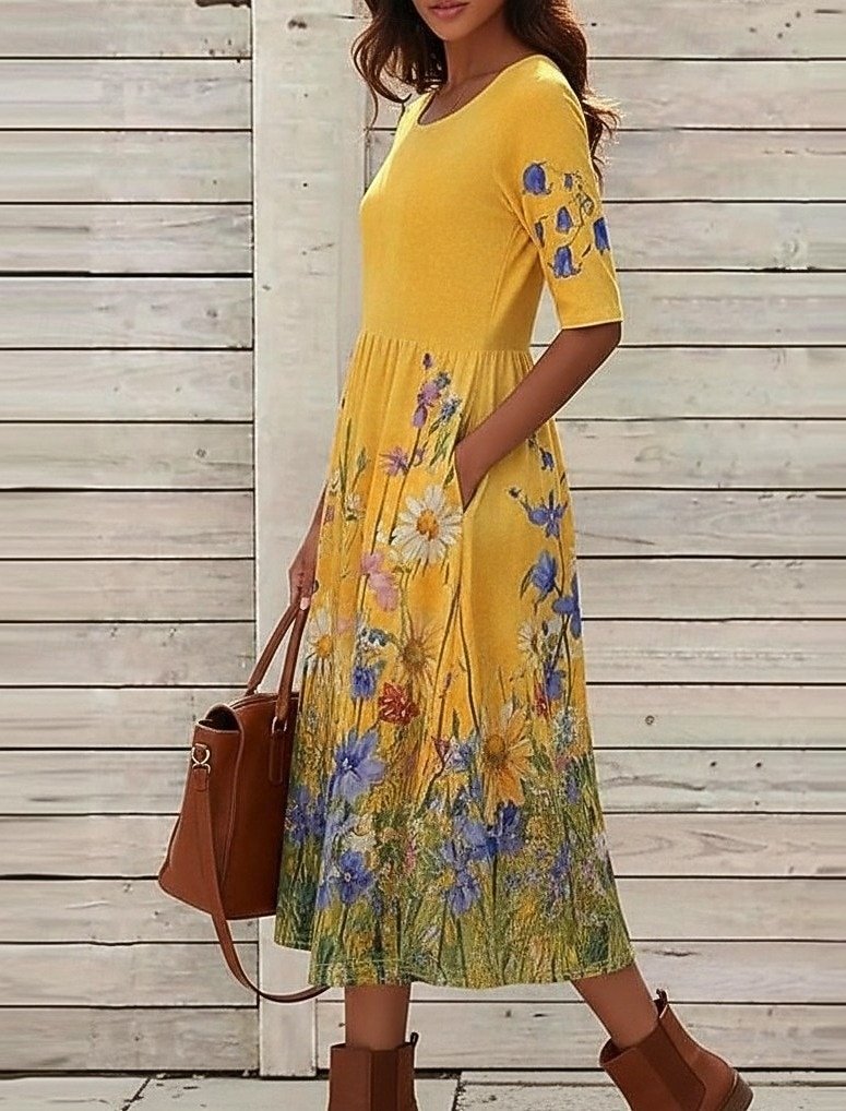 Cotton-Blend Vintage Dress With No