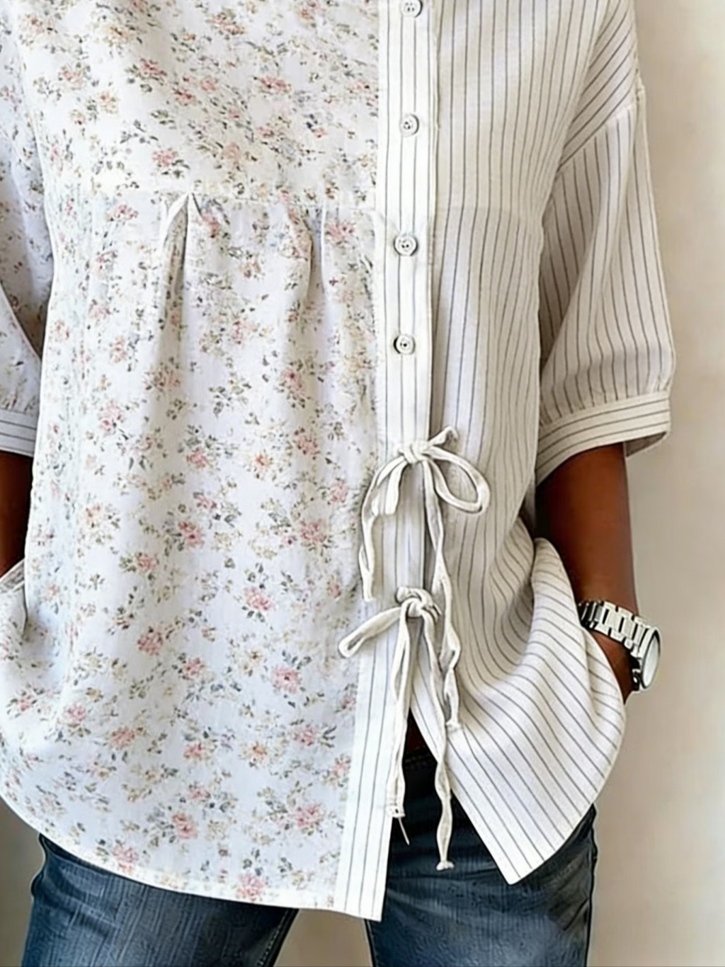 Women's Half Sleeve Shirt Summer White Floral Crew Neck Daily Going Out Vintage Top