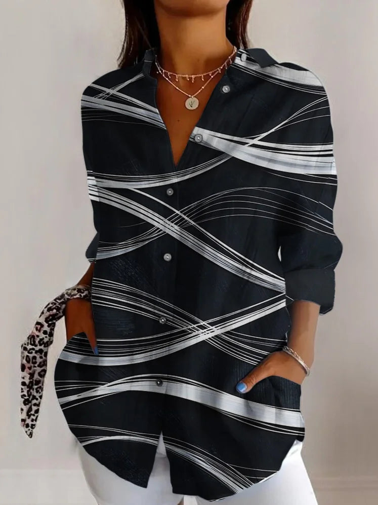 Abstract geometric line long sleeved shirt