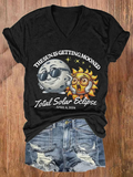 Women's The Sun Is Getting Mooned Total Solar Eclipse April 8, 2024 Print T-shirt