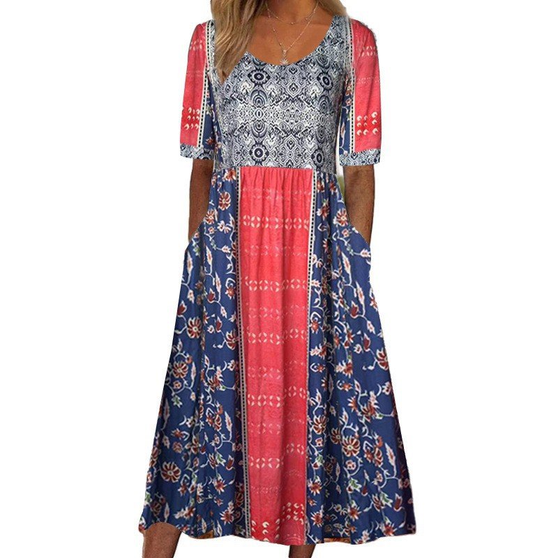 Cotton Casual Regular Fit Crew Neck Dress With No