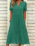 Polyester Cotton Elegant Abstract Polka Dots Loose Dress With No