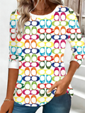 Crew Neck Elegant Geometric T-Shirt