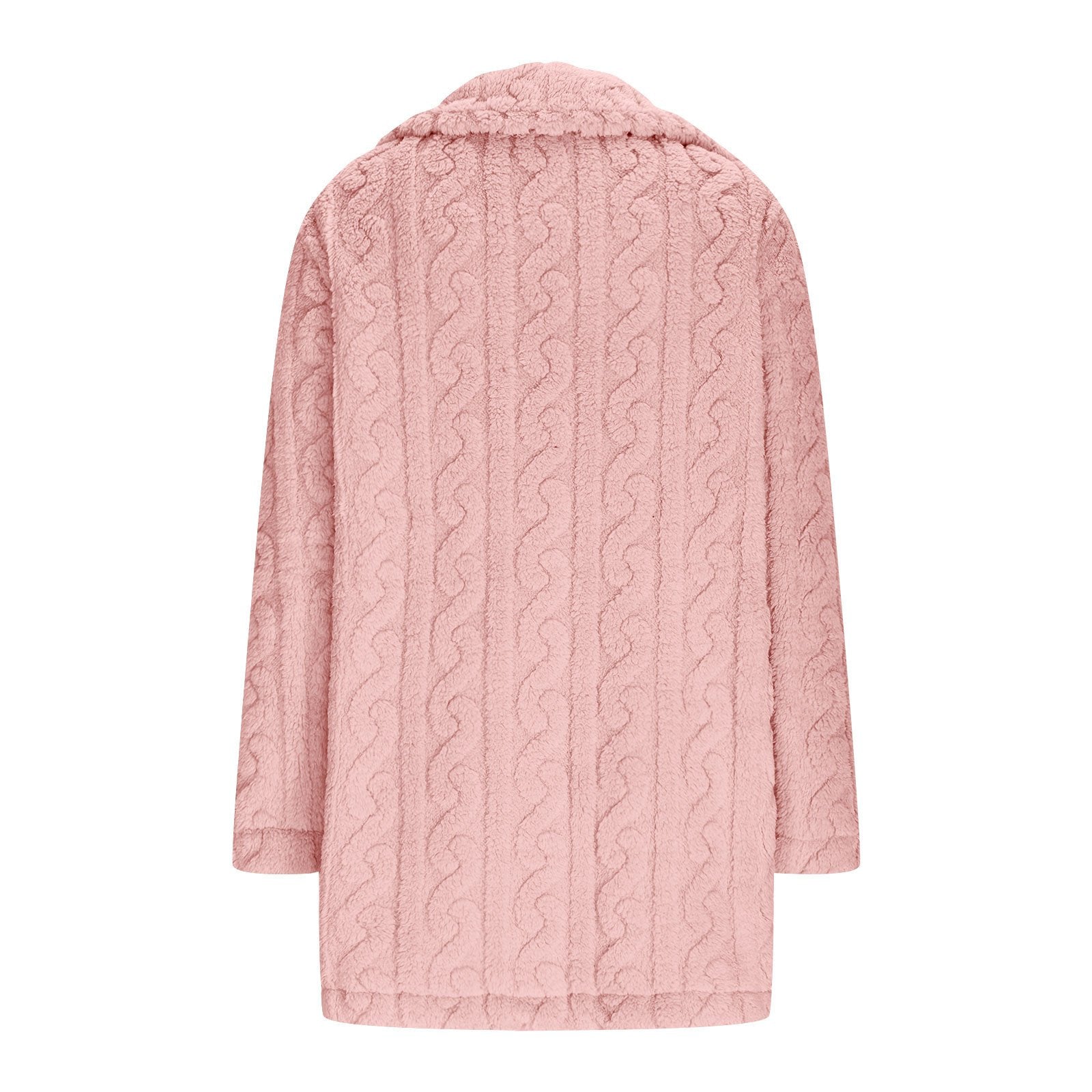 Lapel Collar Casual Loose Plain Teddy Jacket