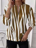 Women's Half Zip Sweatshirt Pattern Stripe Casual Commuter