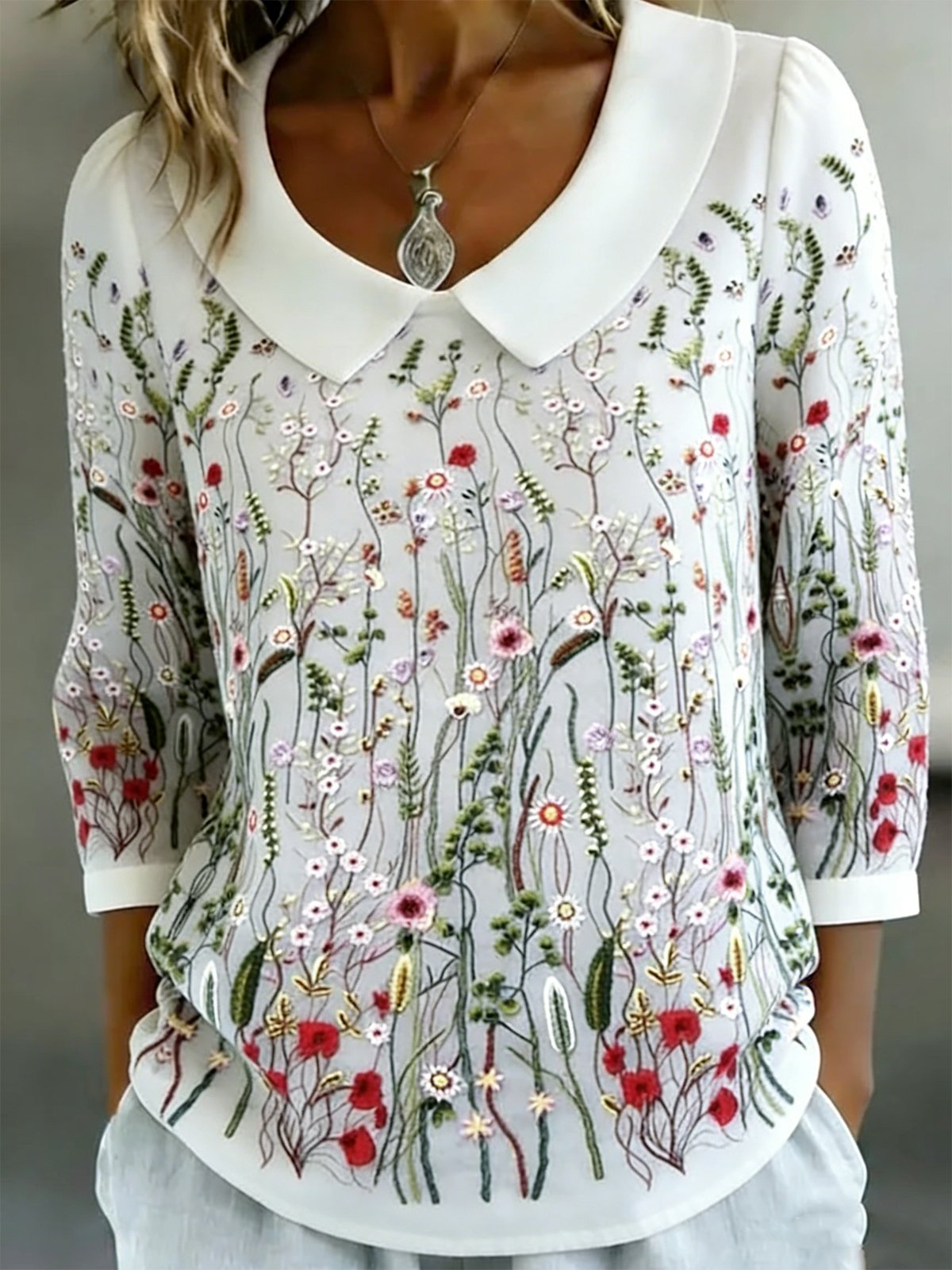 Elegant Shawl Collar Loose 3D Printing Shirt